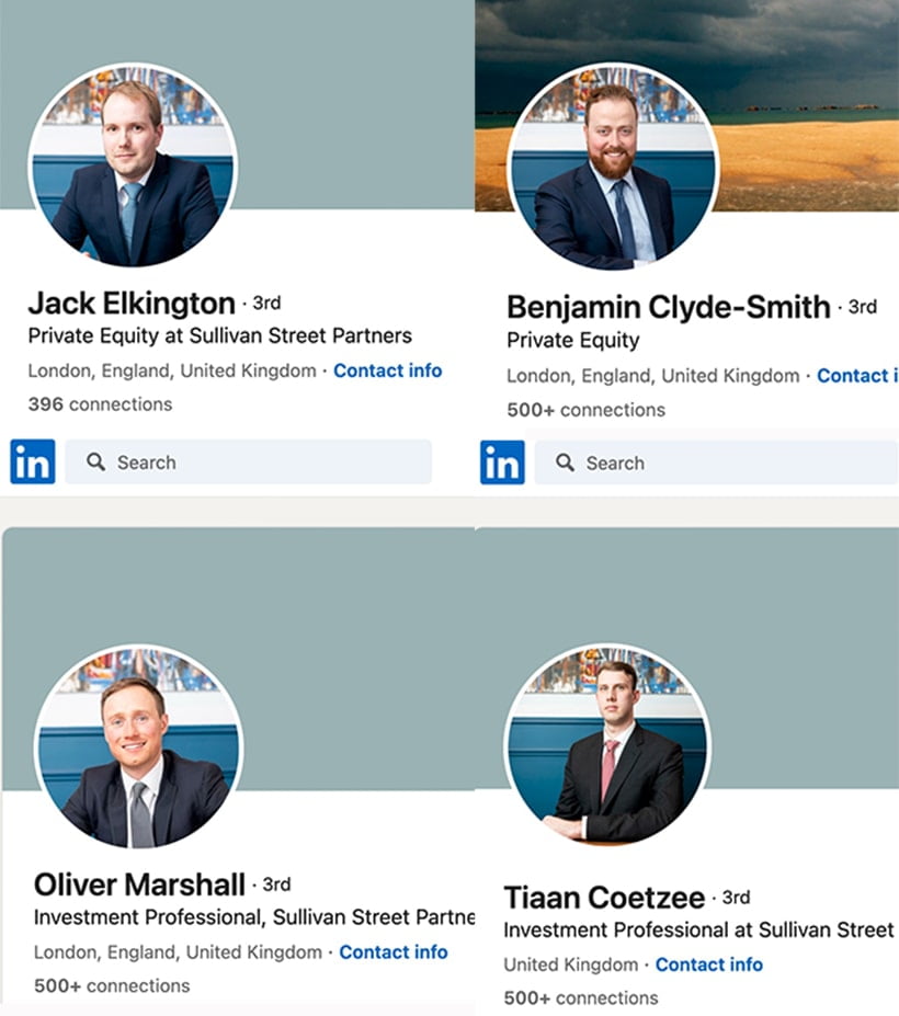 LinkedIn Portrait Photography - showing the photographs on individuals pages 