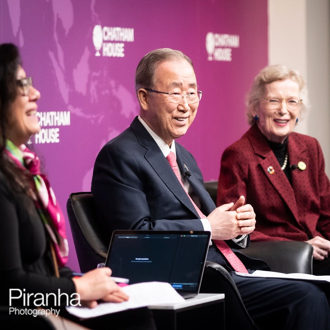 Ban Ki-moon and Mary Robinson photographed at Chatham House