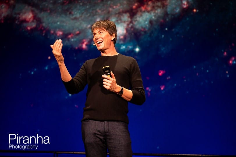 Professor Brian Cox presenting at the IMAX in Science Museum.